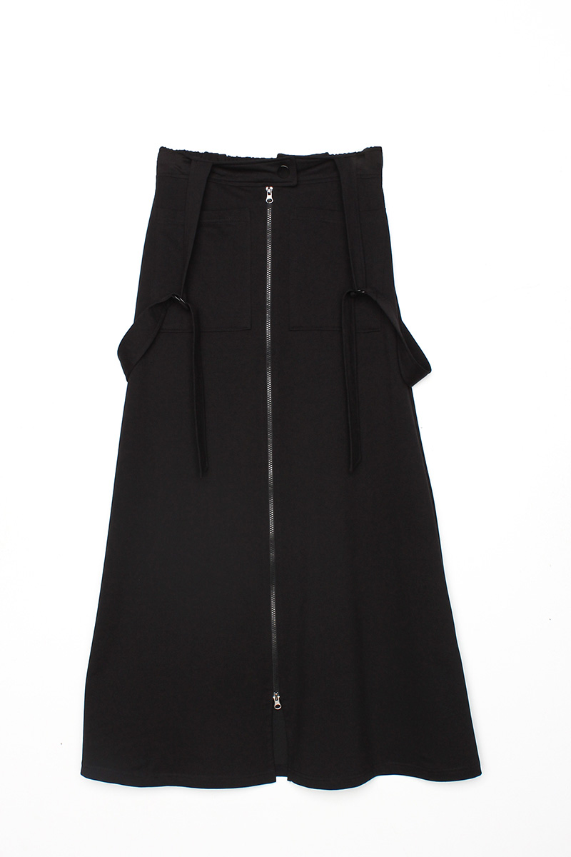 Shoulder Strap Zipper Pocket Skirt