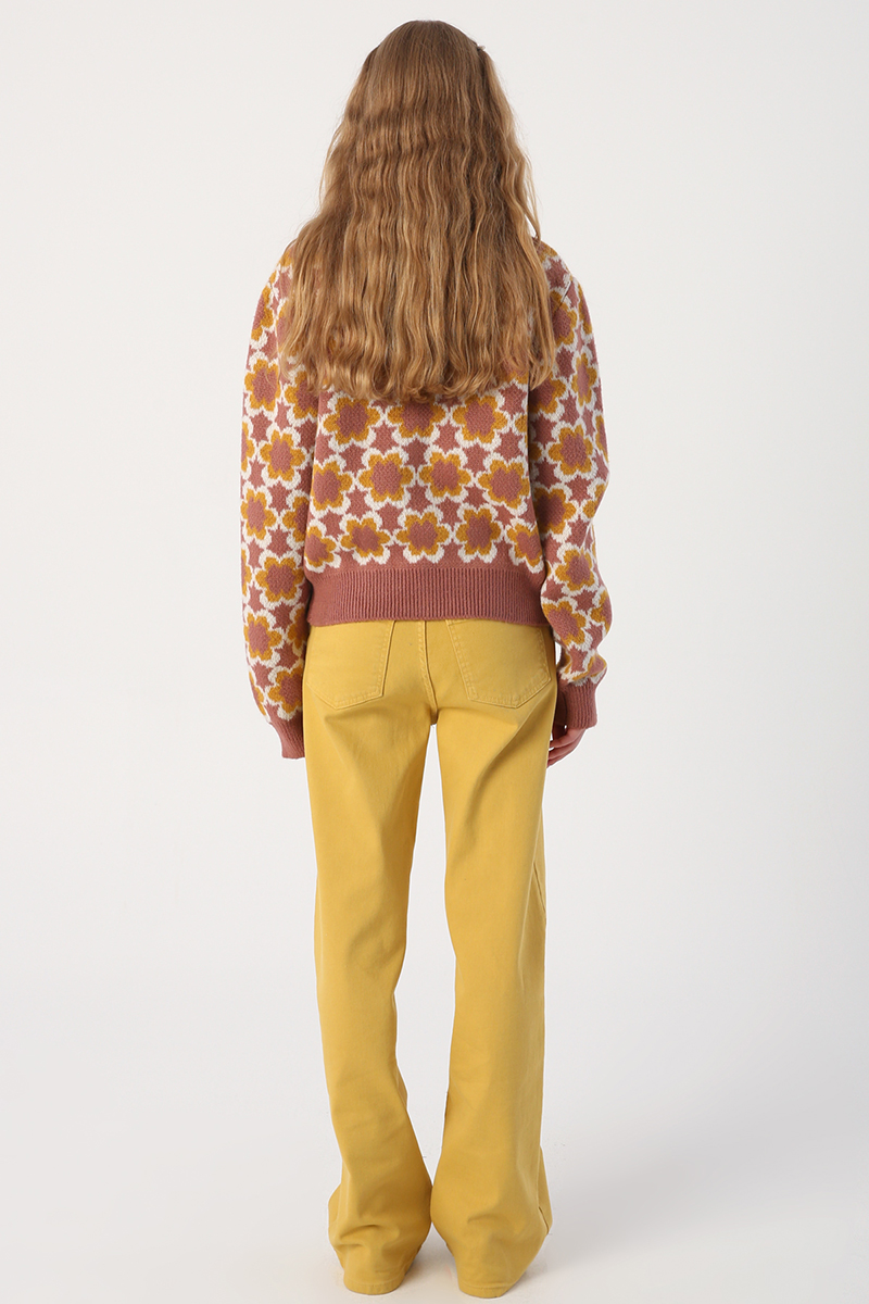 Floral Patterned Short Buttoned Cardigan
