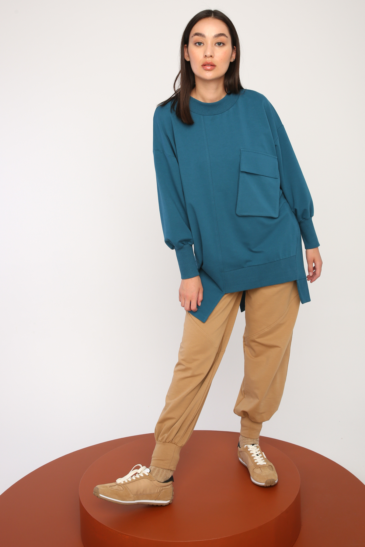 Oversize Camisole Garnish Asymmetrical Sweat Tunic