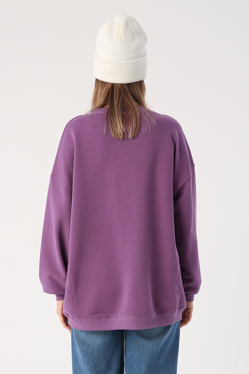 Oversize Kontrast Dikiş Detaylı Sweatshirt