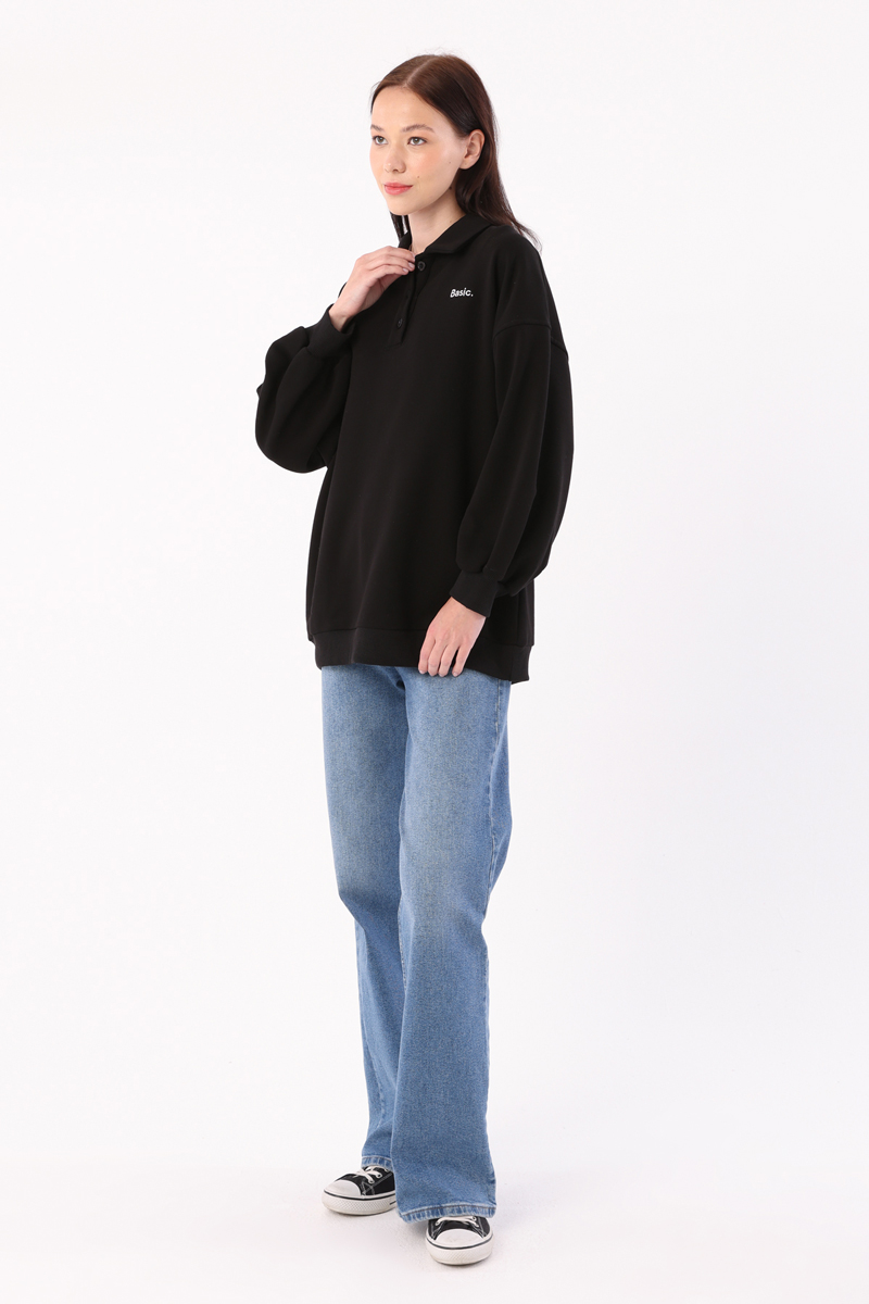 Polo Yaka  Oversize Sweatshirt