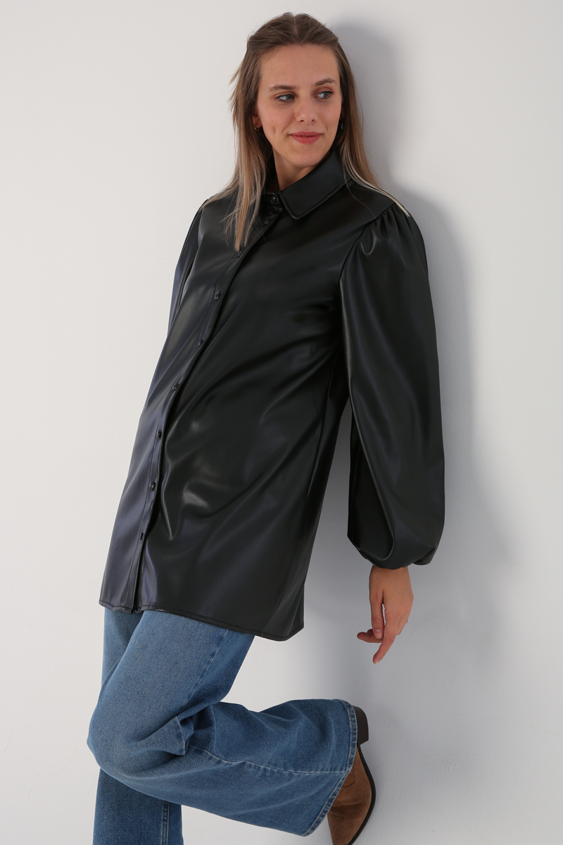 Faux Leather shirt tunic