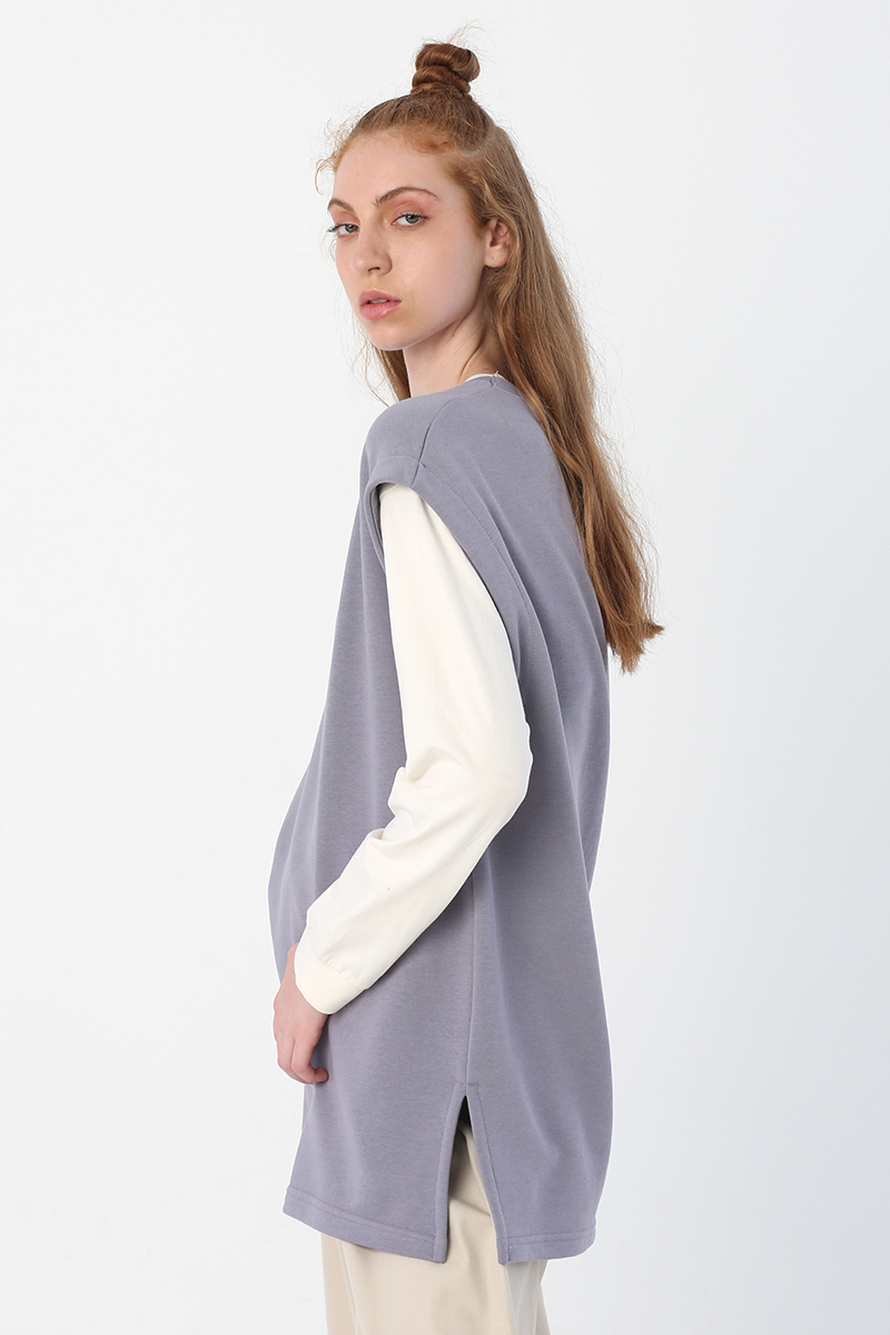 Oversize Slit Detailed Basic Sweater